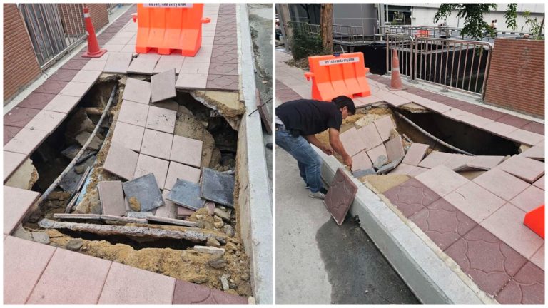 泰國曼谷豆腐渣路，情侶散步驚「消失」