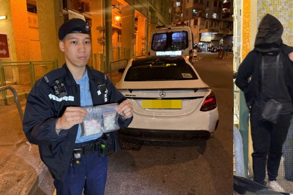 警方在觀塘截獲快餐車贩毒,21歲男子涉嫌駕父車售毒,35歲女客同被捕。