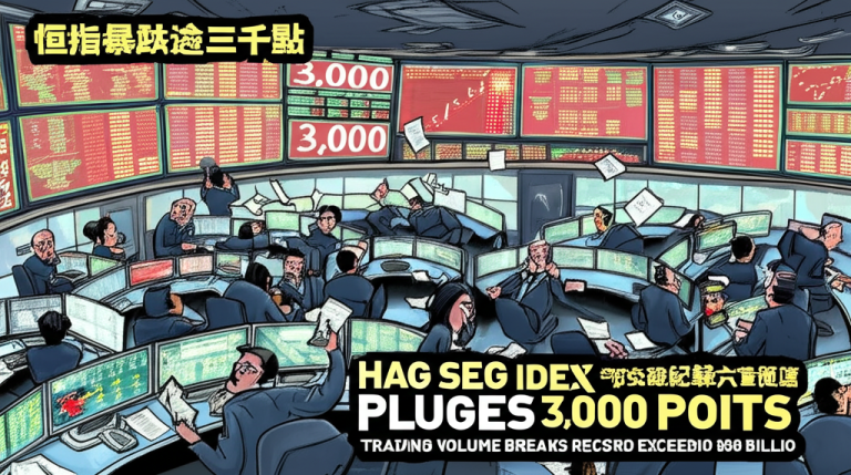 「恒指暴跌逾三千點 成交破紀錄逾六千億」